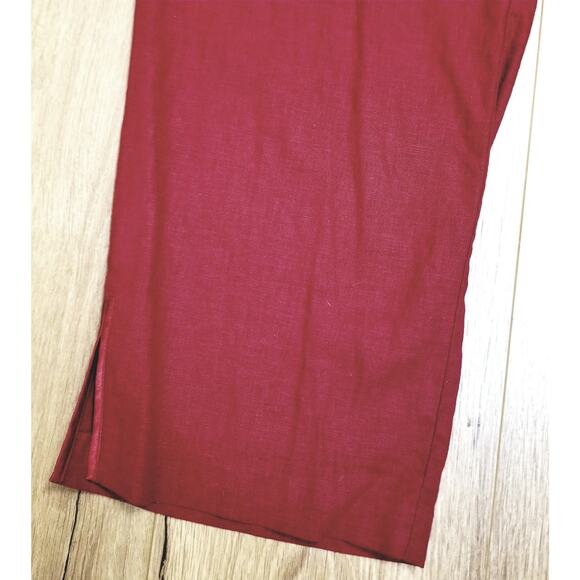 Norton McNaughton Career Casual Burgundy Linen/Rayon Dress Ankle Pants Size 12 - Picture 2 of 6